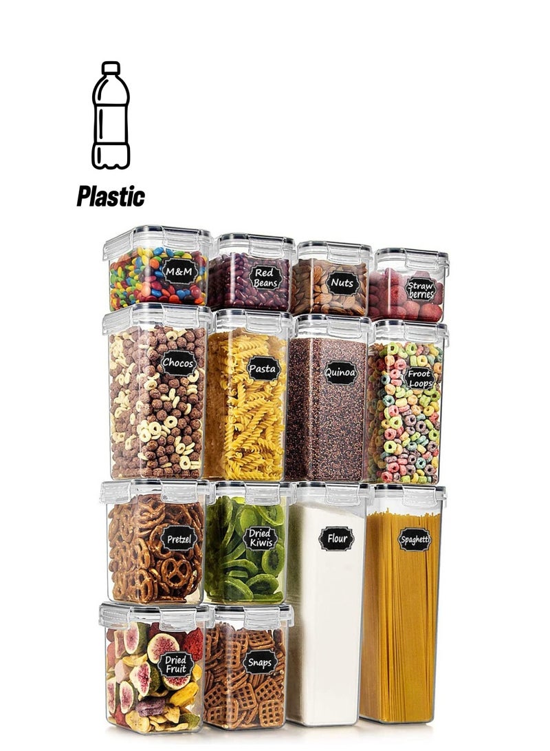 14PCS Large Airtight Food Storage Containers – BPA-Free Pantry Canisters with Lids for Cereal, Rice, Flour & Oats, Leak-Proof Set for Kitchen, Restaurant & Store Use + Labels & Marker - Image 1