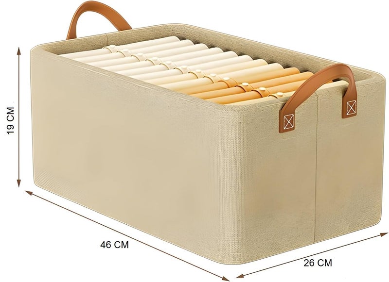 Gnanex Gnanex 26 Liter Foldable Cloth Storage Box Metal Frame Rectangle Storage Baskets With with Handles Shelf Basket for Cloth Saree Shirt Blanket Pack of 426 Liter Brown - Image 2