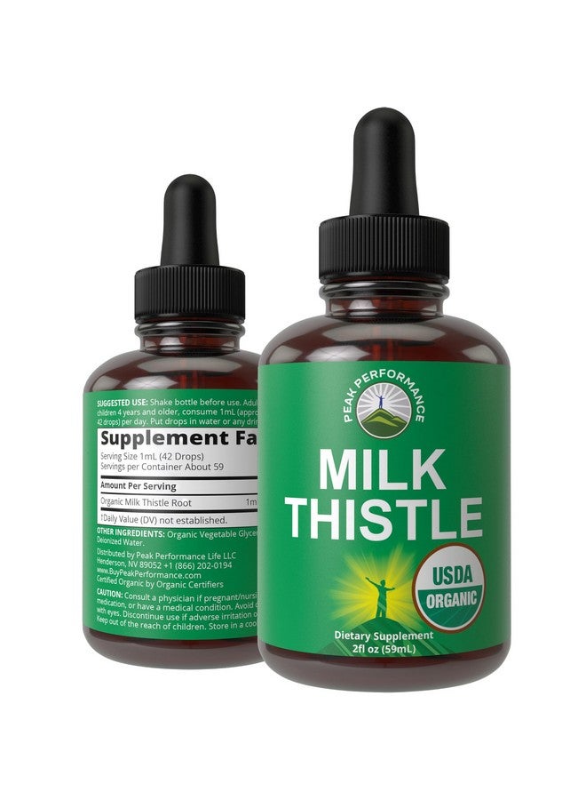 Peak Performance USDA Organic Milk Thistle Extract Vegan Liquid Drops. Liver Detox Herbal Supplement. Zero Sugar, Great for Digestion and A Cleanse. Pure Organic Milk Thistle Tincture Supplements for Women and Men - Image 1