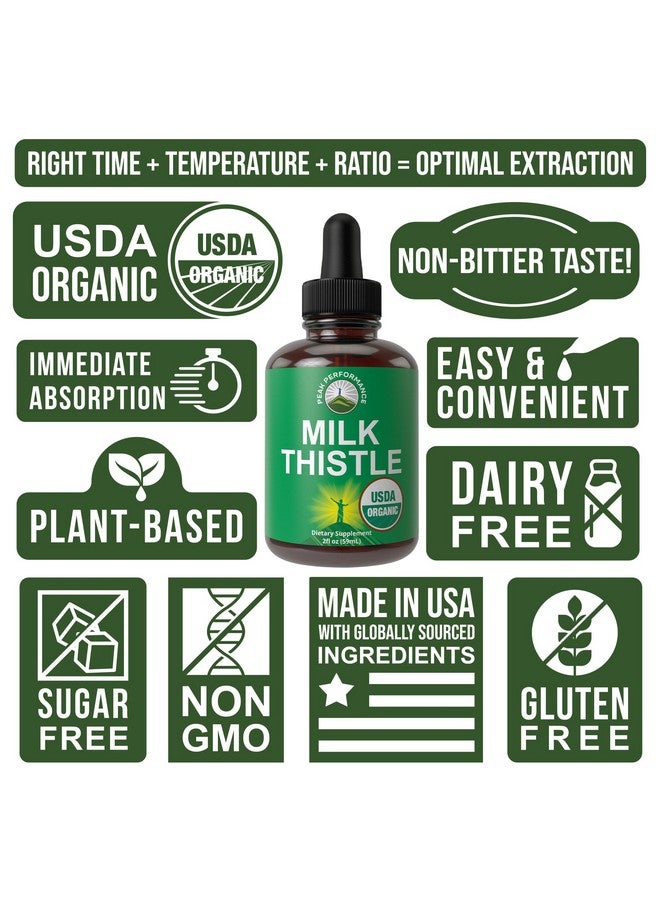Peak Performance USDA Organic Milk Thistle Extract Vegan Liquid Drops. Liver Detox Herbal Supplement. Zero Sugar, Great for Digestion and A Cleanse. Pure Organic Milk Thistle Tincture Supplements for Women and Men - Image 3