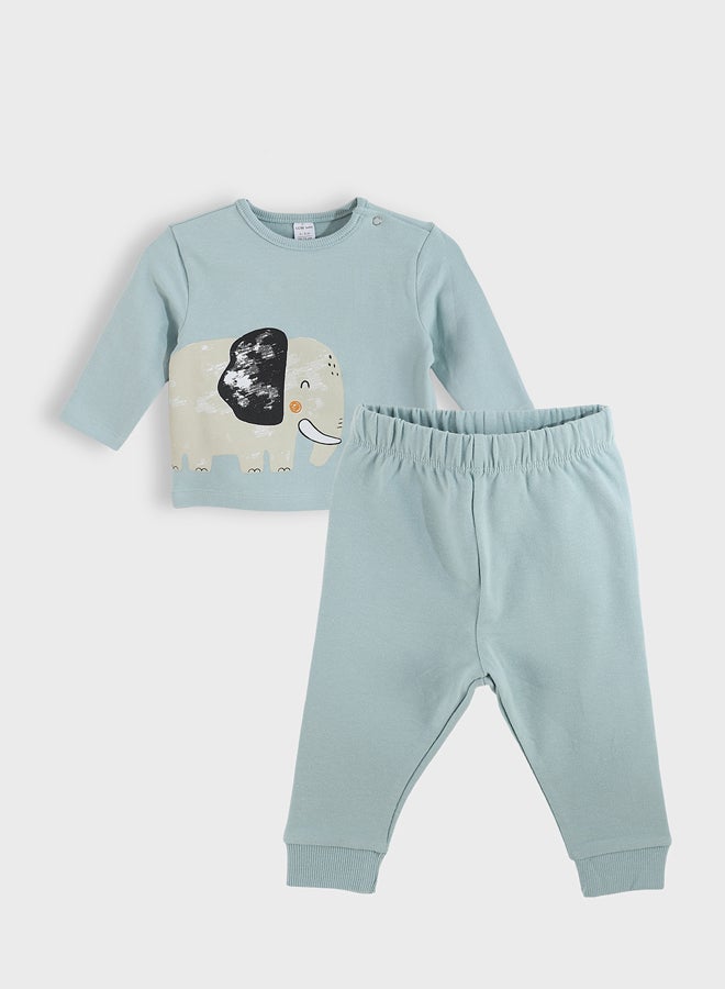 ال سي وايكيكي رقبة مستديرة مطبوعة للأطفال الصغار والسراويل 2 مجموعة عبوات - Image 1