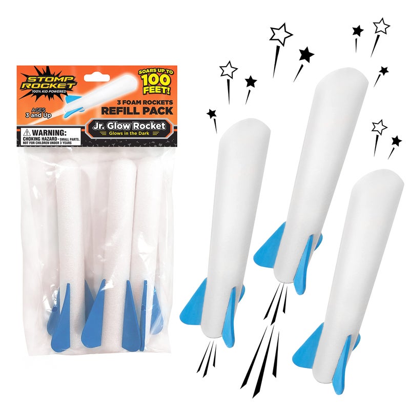 Stomp Rocket 36504401 Junior Glow Ersatzraketen, 3-er Pack - Image 1