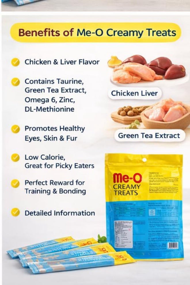 Me-O Cat Creamy Treats Chicken And Liver Flavor For All Life Stages of Cats and for All Breed Sizes, Pack Of 20 Sticks, 15g each - (15g x 20 Sticks) 300g - Image 3