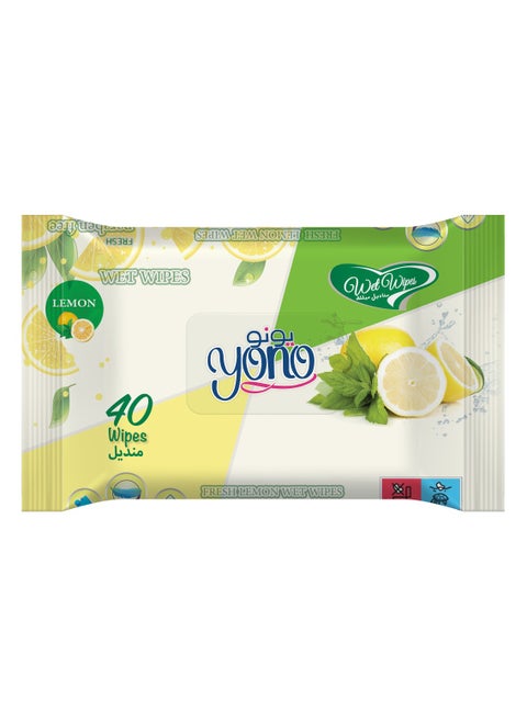 Yono Refreshing Lemon Wet Wipes 40 Wipes