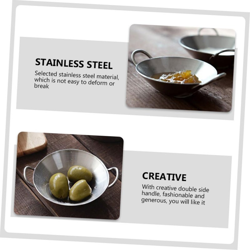 Stainless Steel Kimchi Dish with Double Handles Easy Clean Sauce Plate for Home Restaurant - Image 4