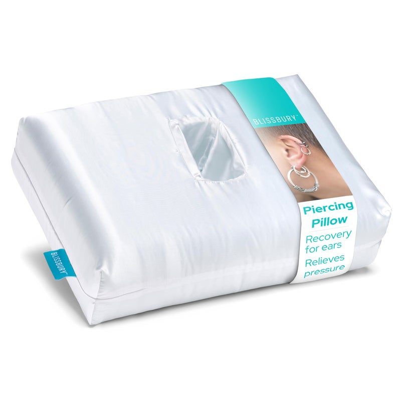 BLISSBURY BLISSBURY Mini Ear Pillow (Satin)| Ear Piercing Pillow for Side Sleeping | Travel Friendly CNH Pillow with Ear Hole | Soothing Hole for Ear Pain | Piercing Health & Ear Recovery for Side Sleepers  - Image 1