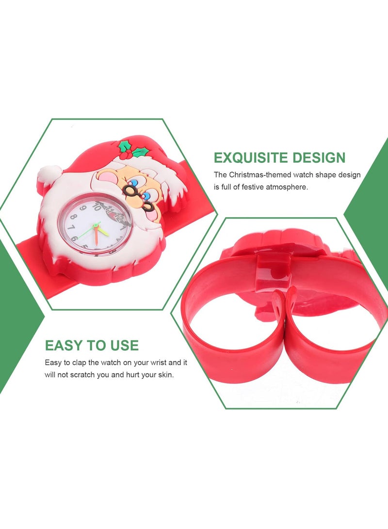 GGOOT 4Pcs Christmas Slap Bracelets Cartoon Xmas Elements Silicone Wristband Bangle Quartz Watch Toy for Winter Holiday Kids Party Decoration - Image 3