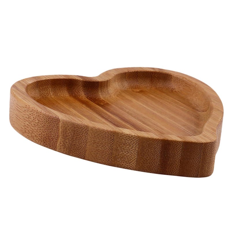 Heart Shaped Bamboo Serving Tray with Lid Charcuterie Dessert Fruit Snack Platter - Image 2