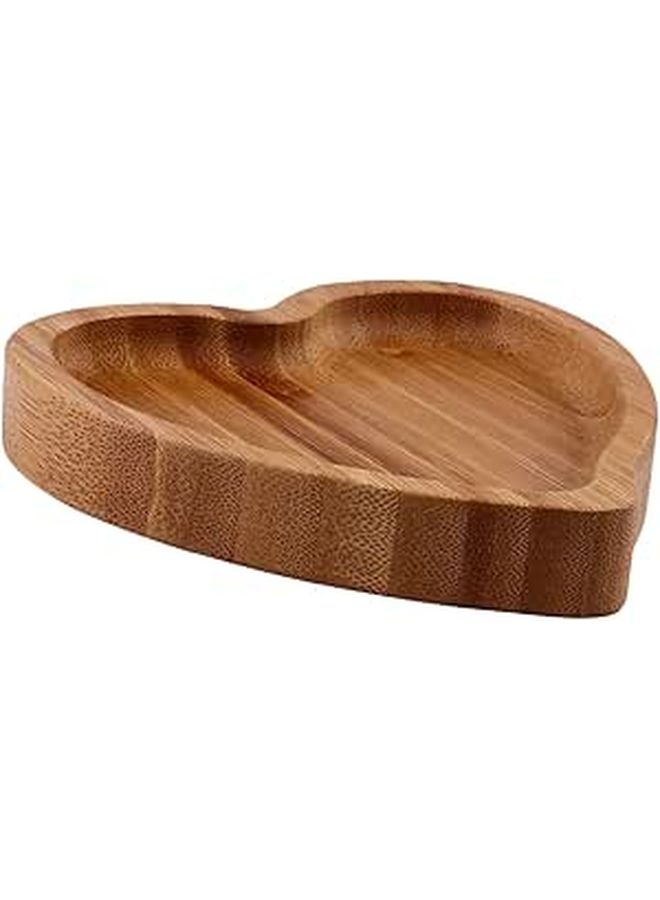 Heart Shaped Bamboo Serving Tray with Lid Charcuterie Dessert Fruit Snack Platter - Image 1