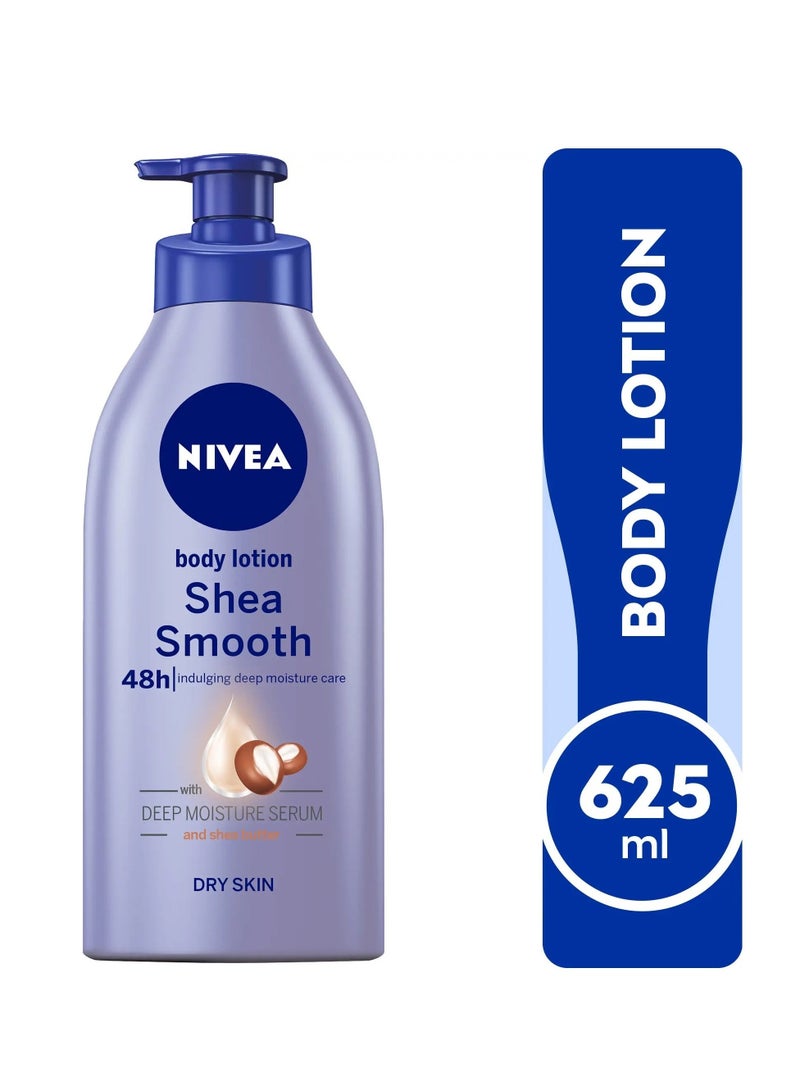 Nivea Shea Smooth Body Lotion, Dry Skin, 625ml - Image 1