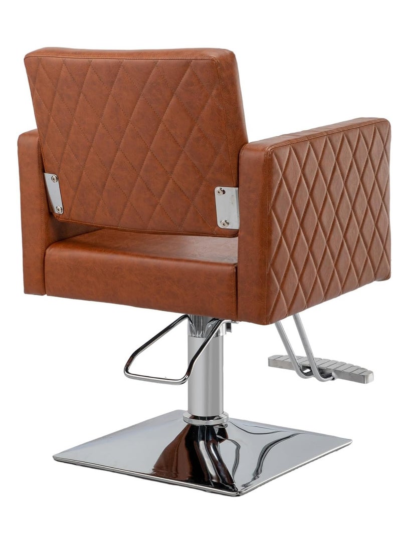 شاربدو كرسي صالون لمصفف الشعر بمقعد واسع، كرسي حلاق هيدروليكي مع مسند للقدمين من سبائك الألومنيوم، كرسي صالون الشعر البني عالي التحمل، معدات تصفيف الشعر بالشامبو والمنتجعات الصحية - Image 2