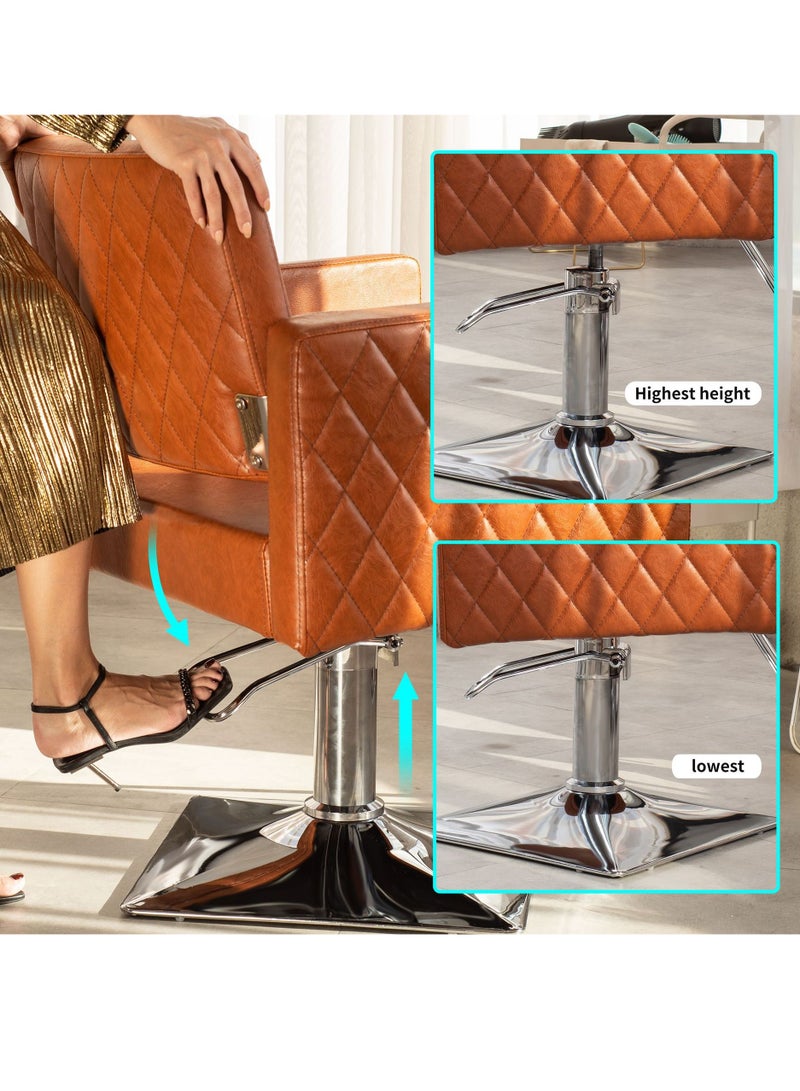 شاربدو كرسي صالون لمصفف الشعر بمقعد واسع، كرسي حلاق هيدروليكي مع مسند للقدمين من سبائك الألومنيوم، كرسي صالون الشعر البني عالي التحمل، معدات تصفيف الشعر بالشامبو والمنتجعات الصحية - Image 5