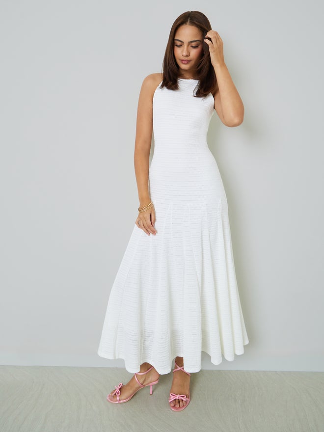 Styli White Textured Sleeveless A-Line Maxi Dress - Image 2