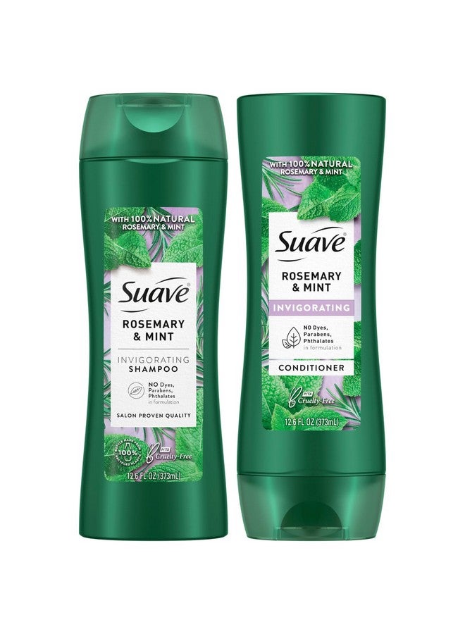 Suave Shampoo and Conditioner, Rosemary & Mint - Invigorating Formula with 100% Natural Essential Oils, 12.6 Oz Ea - Image 1