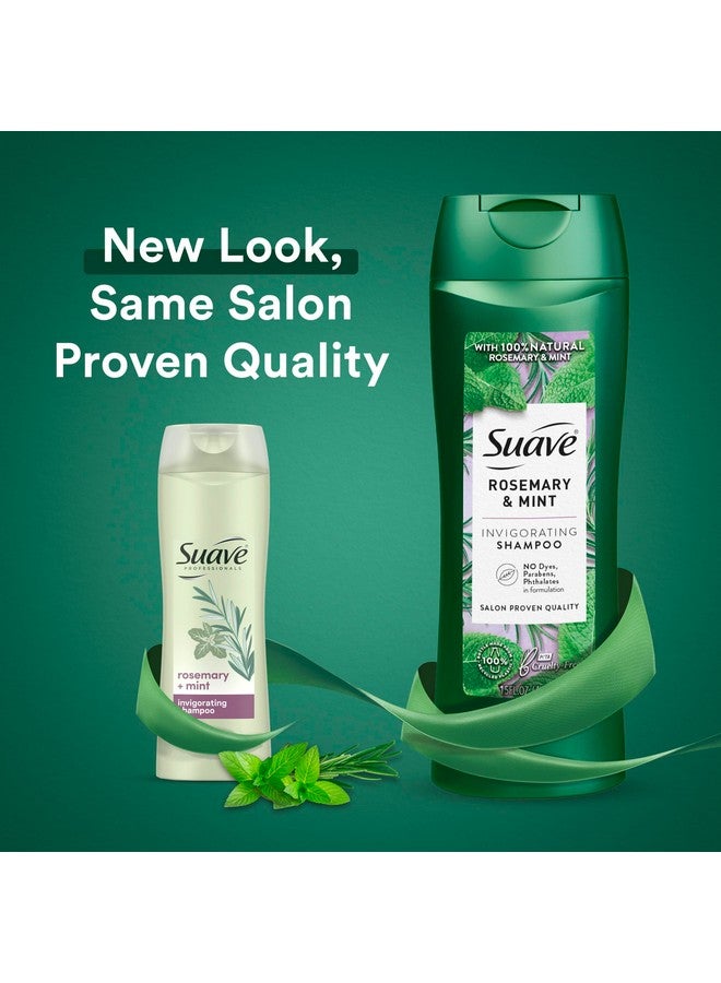 Suave Shampoo and Conditioner, Rosemary & Mint - Invigorating Formula with 100% Natural Essential Oils, 12.6 Oz Ea - Image 3