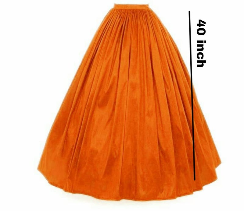 JANAK Full Length Long Flared Silk Skirt (Orange) - Image 2