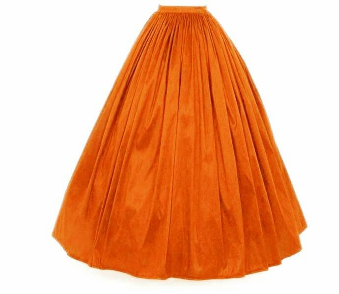 JANAK Full Length Long Flared Silk Skirt (Orange) - Image 4