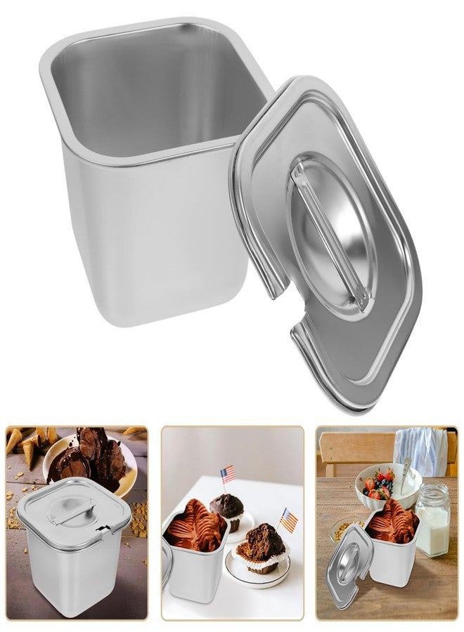 DEARMAMY Stainless Steel Ice Cream Container with Lid 5.5X4.1X3.7 Inch Freezer Food Storage Box for Homemade Ice Cream Yogurt Sorbet Storage - Image 3