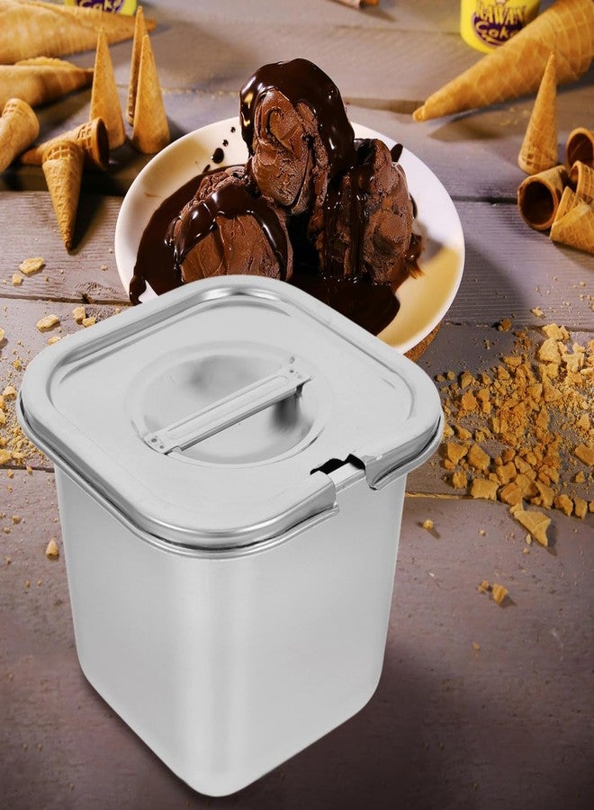 DEARMAMY Stainless Steel Ice Cream Container with Lid 5.5X4.1X3.7 Inch Freezer Food Storage Box for Homemade Ice Cream Yogurt Sorbet Storage - Image 4