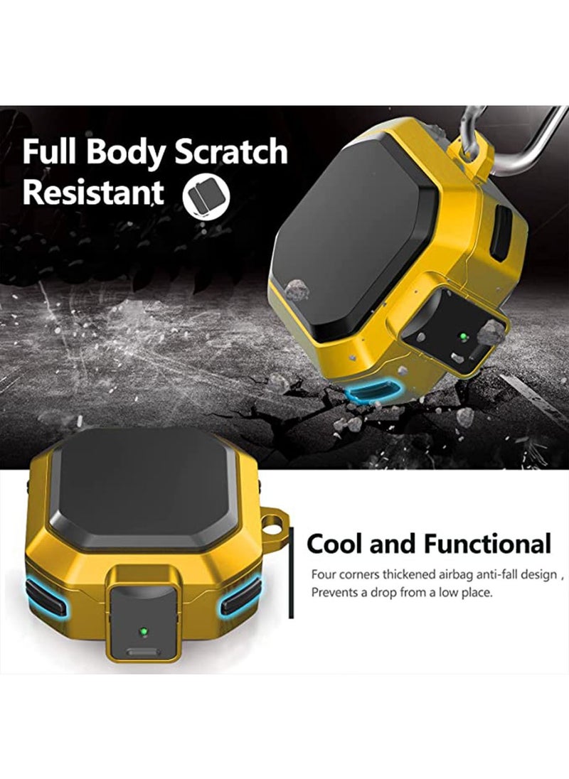 Generic - Armor Case Cover for Samsung Galaxy Buds 2 Pro Case 2022 Galaxy Buds Pro Case 2021 Galaxy Buds 2 Case 2021 Galaxy Buds Live Case 2020 with Keychain Black Yellow - Image 1