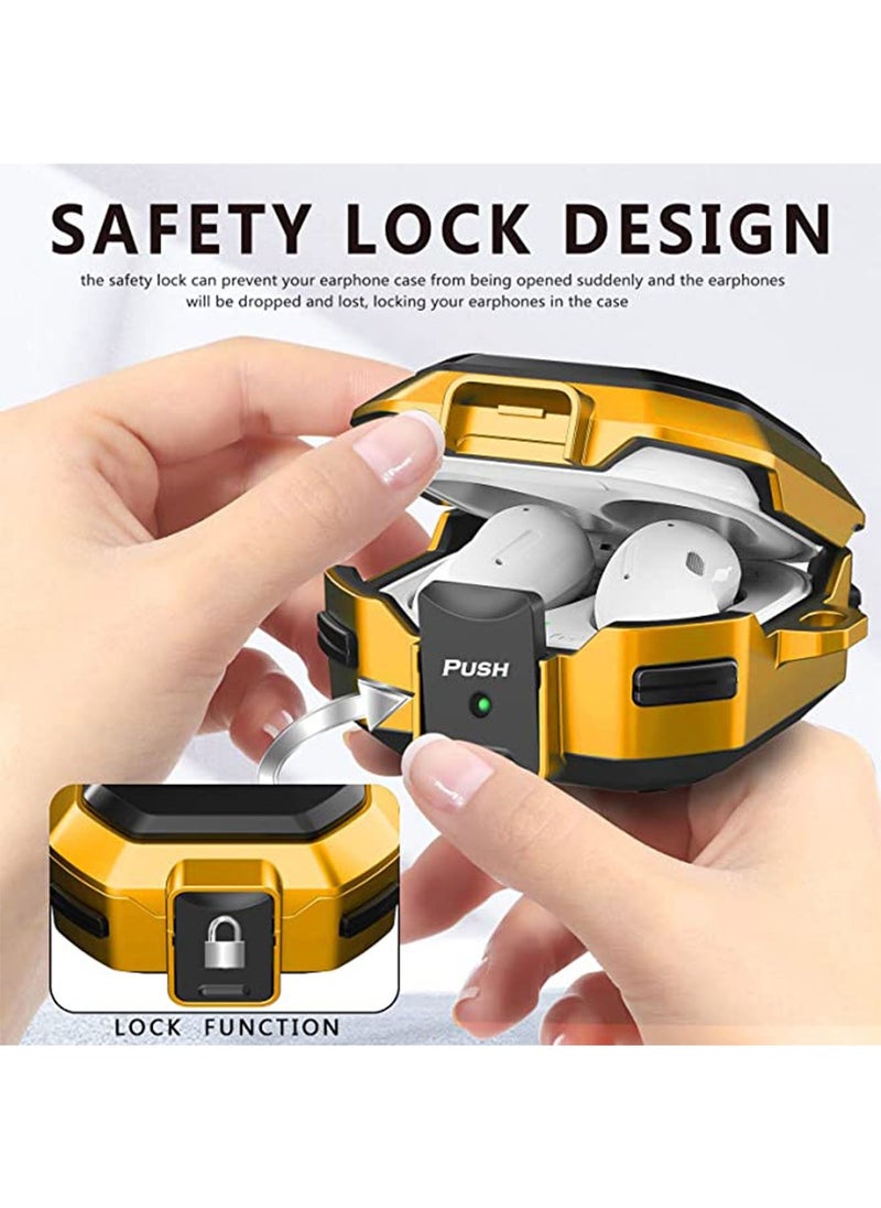 Generic - Armor Case Cover for Samsung Galaxy Buds 2 Pro Case 2022 Galaxy Buds Pro Case 2021 Galaxy Buds 2 Case 2021 Galaxy Buds Live Case 2020 with Keychain Black Yellow - Image 1