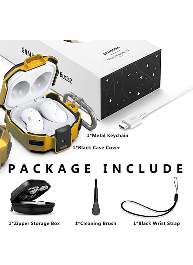 Generic - Armor Case Cover for Samsung Galaxy Buds 2 Pro Case 2022 Galaxy Buds Pro Case 2021 Galaxy Buds 2 Case 2021 Galaxy Buds Live Case 2020 with Keychain Black Yellow - Image 1
