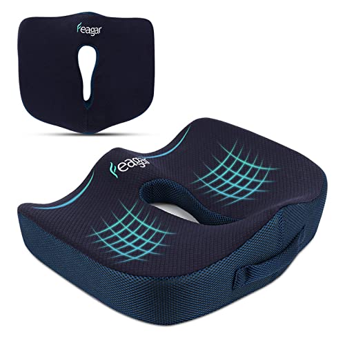 Feagar Seat Cushion for Back Pain  Orthopedic NonSlip Memory Foam Coccyx Cushion for Tailbone Relief Sciatica Hemorrhoid Office Chair Cushions Wheelchair Kitchen Chairs Recliner Car Seats