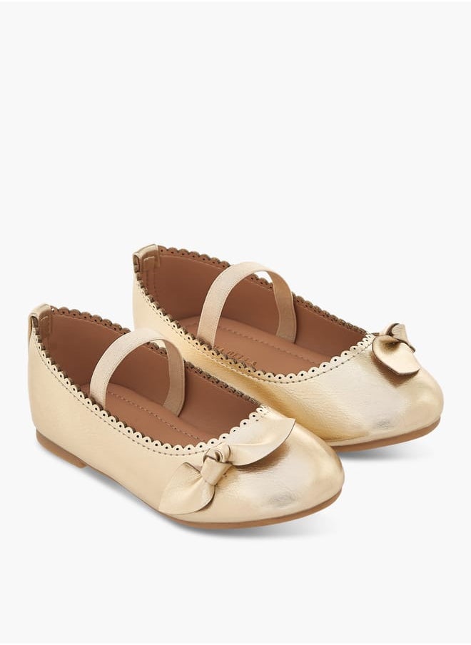 Flora Bella By Shoexpress Girls Textured Ballerina Shoes With Elastic And Bow Detail  - Image 1