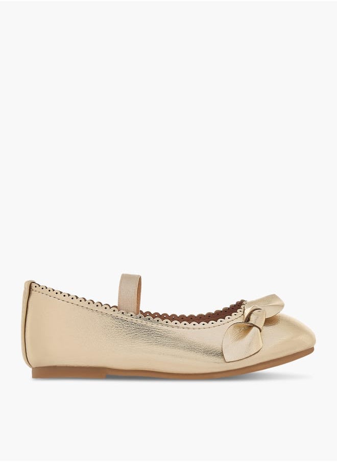 Flora Bella By Shoexpress Girls Textured Ballerina Shoes With Elastic And Bow Detail  - Image 2