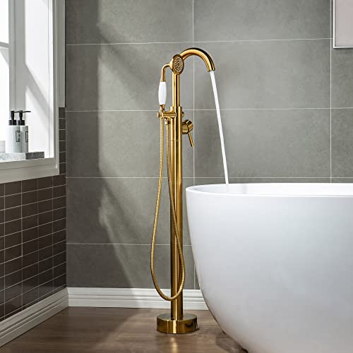 WOODBRIDGE صنبور WOODBRIDGE F0007BGVT ، (طول) 10 3/4" × (عرض) 6-1/4" × (ارتفاع) 43-7/8" ، ذهب مصقول - Image 1