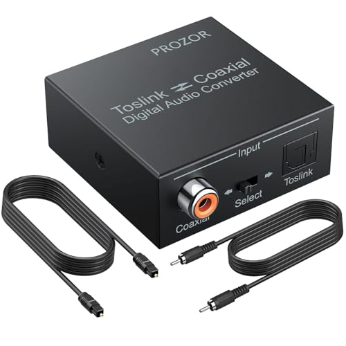 PROZOR 192K Bi-derectional Coaxial Optical Converter, Optical SPDIF Toslink to Coaxial, Coaxial to Optical SPDIF Toslink, Support DTS/Dolby-AC3, Bi-derectional Digital Splitter with Optical Cable - Image 1