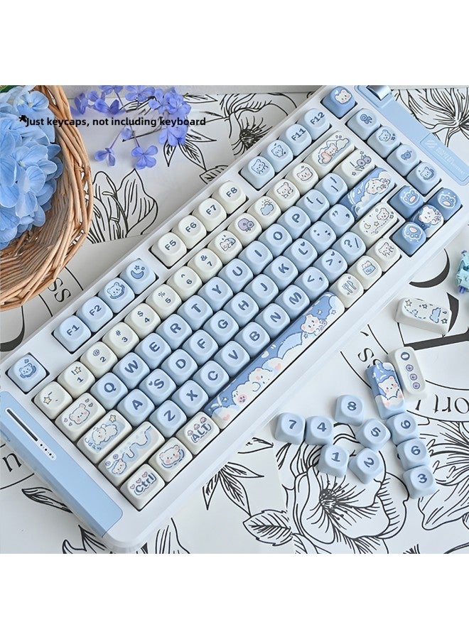 Ice Cream Bear Key Cap Blue Cute Cartoon MOA Height Sublimation 75 98 Key Full Set Mechanical Keyboard Cap-Color:Moa-milk Green Panda-bag - Image 5