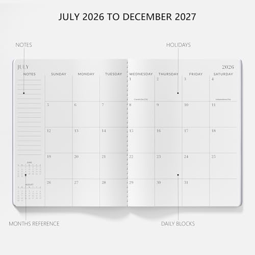 Jotsome Monthly Planner 2026-2027, Jotsome 18 Months Calendar Planner from July 2026 to December 2027, 8.5"x11", Stitched Binding, Soft Cover, Daily Monthly Personal Planner for School Plan, Study and Schedule, Multi - Image 2