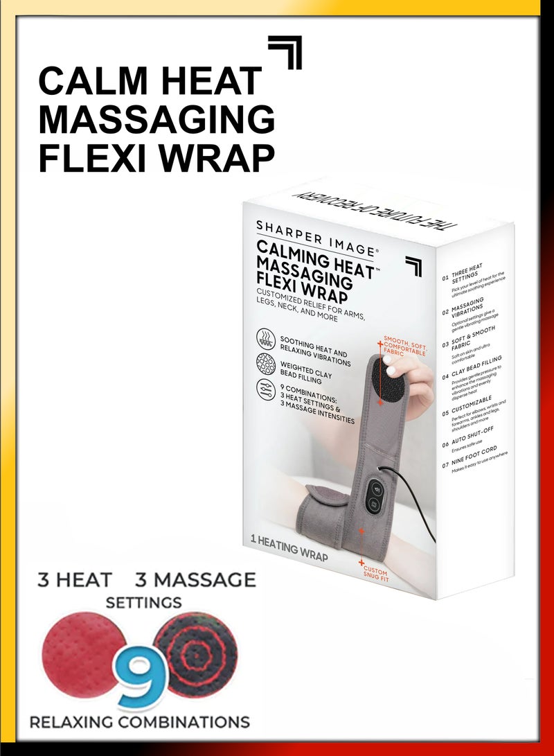 Calm Heat Flexi Wrap Personal Electric Heating Pad Vibration Massager 9 Relaxing Combinations For Muscles And Joints Massage Therapy Soreness Pain Relief Wrist Forearms Leg Arm Knee Calf Ankle Elbow