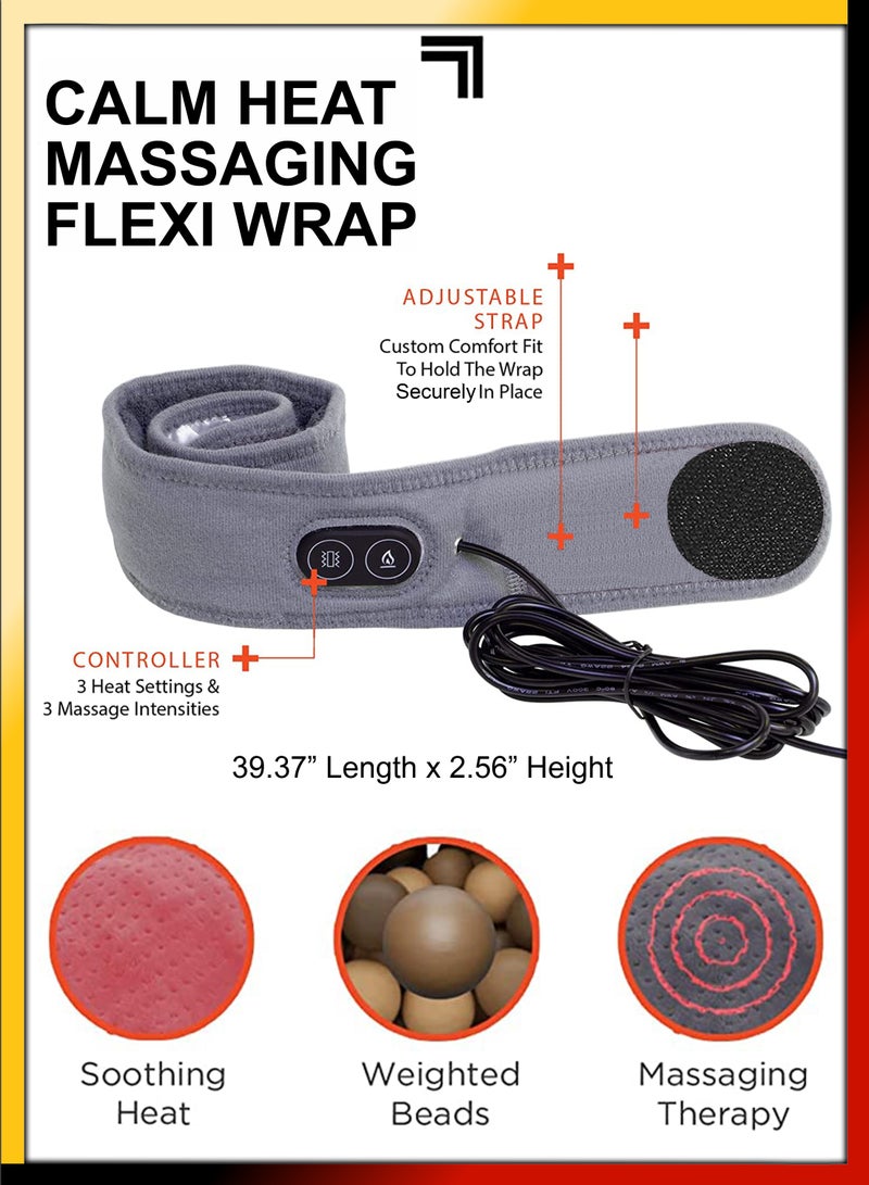Calm Heat Flexi Wrap Personal Electric Heating Pad Vibration Massager 9 Relaxing Combinations For Muscles And Joints Massage Therapy Soreness Pain Relief Wrist Forearms Leg Arm Knee Calf Ankle Elbow