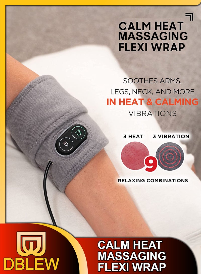 Calm Heat Flexi Wrap Personal Electric Heating Pad Vibration Massager 9 Relaxing Combinations For Muscles And Joints Massage Therapy Soreness Pain Relief Wrist Forearms Leg Arm Knee Calf Ankle Elbow