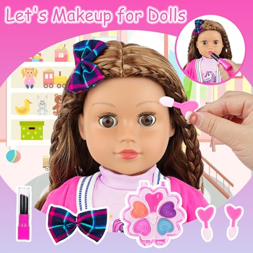 K. T. Fancy KT Fancy American 18 Inch Doll British Style Fashion Set 14 PCS Clothes Accessory Collection with School Bag Unicorn StationeryMakeup Tools for 18 Dolls - Image 5