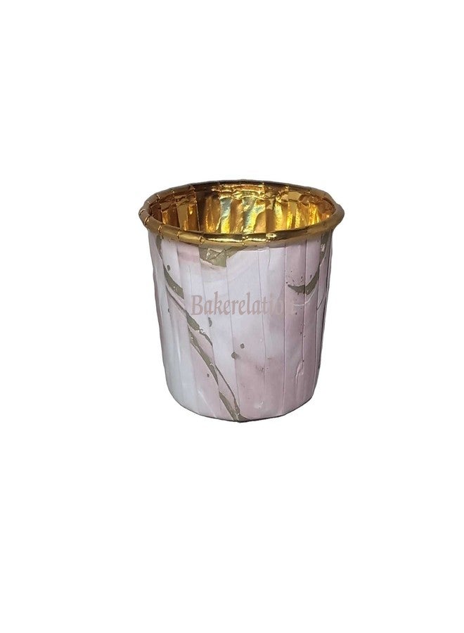 Bakerelation 100 Pcs Foil Paper Cake Baking Cups Cupcake Liners Muffin Liners Cupcake Holder Cupcake Baking Liners Cups Holder Disposable Mold (Golden Printed) - Image 3