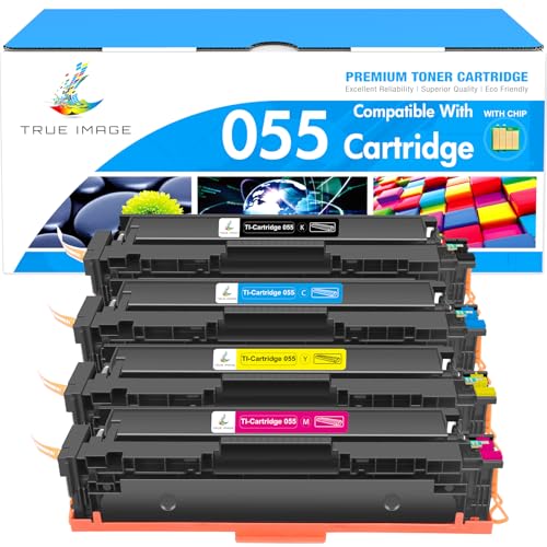 TRUE IMAGE 055 055H Toner Cartridge Set MF743Cdw MF741Cdw Compatible for Canon 055 055H for Color ImageCLASS MF745Cdw MF746Cdw LBP664Cdw MF740C LBP660C Printer (Black Cyan Magenta Yellow, 4-PK) - Image 1
