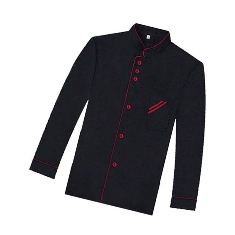 2pcs Sleeve Unisex Chef Catering Shirt for Bakery Hotel Restaurant - Size XL (Black) - Image 1