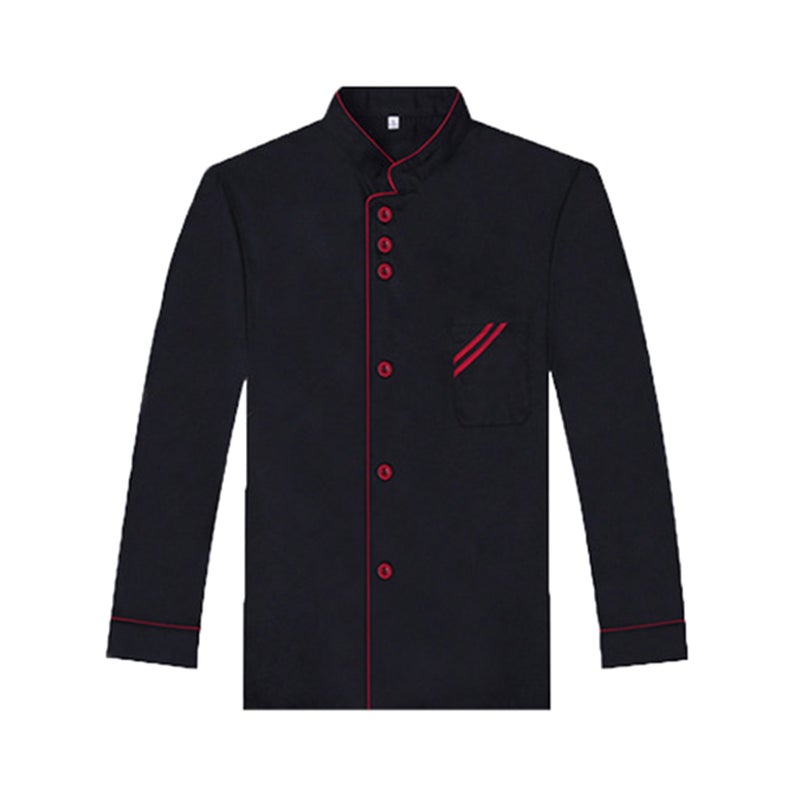 2pcs Sleeve Unisex Chef Catering Shirt for Bakery Hotel Restaurant - Size XL (Black) - Image 2