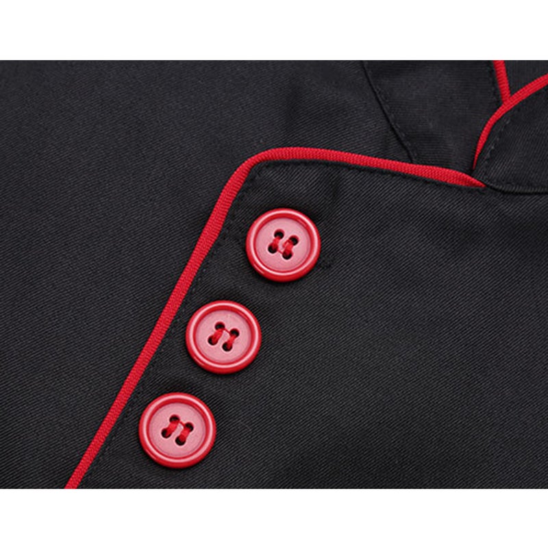2pcs Sleeve Unisex Chef Catering Shirt for Bakery Hotel Restaurant - Size XL (Black) - Image 3