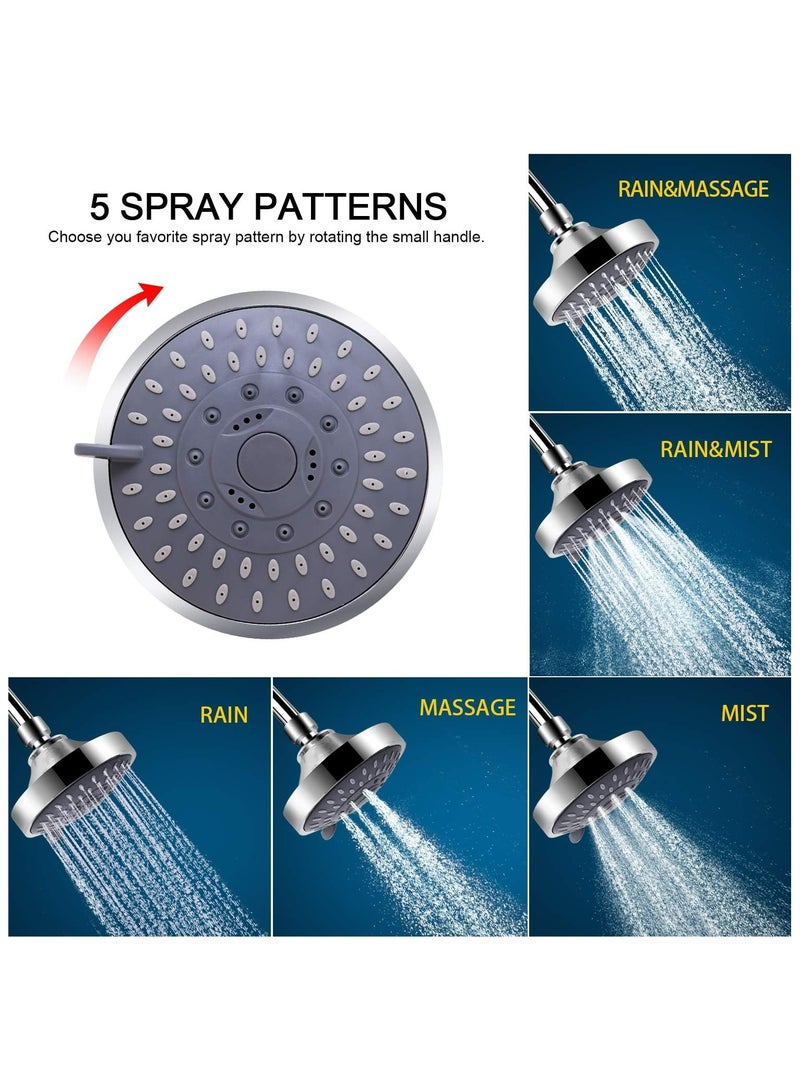 مجموعة رأس الدش وفلتر الدش المكون من 15 مرحلة – ضغط عالي و5 إعدادات للرش، وخرطوشة فلتر تنقية المياه للمياه العسيرة، وإزالة الكلور والمواد الضارة – رأس دش مفلتر لبشرة وشعر أكثر صحة - Image 4