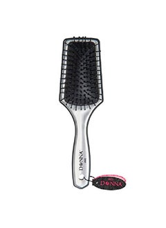 Small Metallic Silver Paddle Hair Brush Black