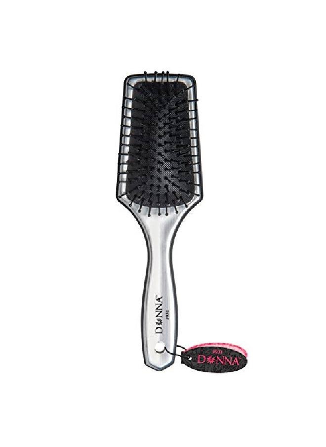 Donna Collection - Small Metallic Silver Paddle Hair Brush Black - Image 1