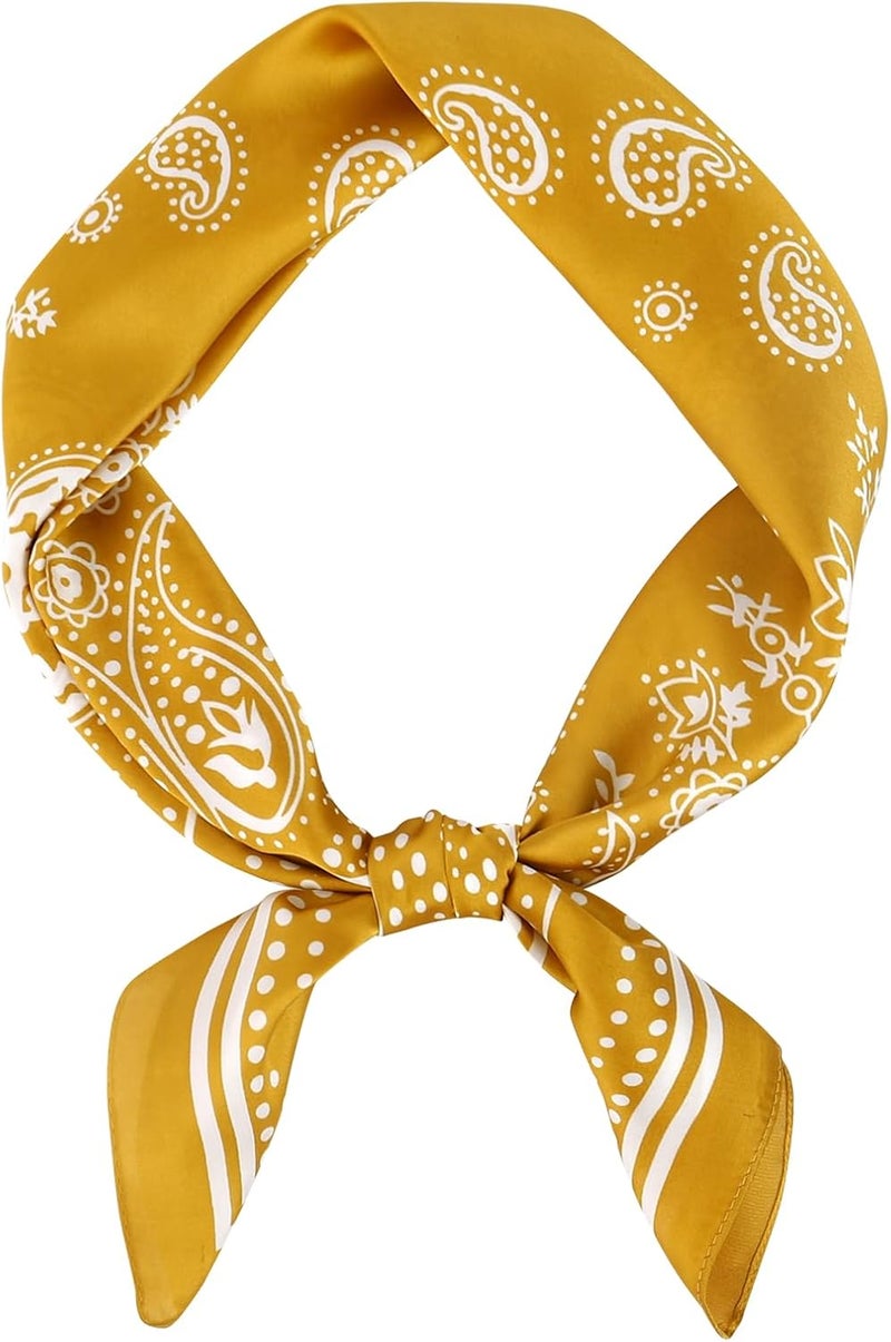 GERINLY Vintage Silk Feel Square Scarf for Men Satin Bandana Tiny Pattern Print Neckerchief Geometry Head Scarf Fashion - Image 1