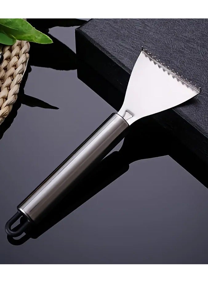 Goolsky 1pc Stainless Steel Fish Scale Scraper with Hook, Manual Fish Scale Remover, Kitchen Gadget for Fish Cleaning, Food-Safe Kitchen Tool - Image 1