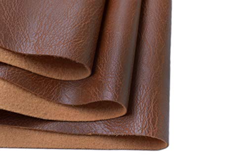 Wento Thick 3 Yard Faux Leather Fabric Soft Skin Grain PU Leather for Furniture Cover Reupholster Sofa Chairs Cushions Vinyl Upholstery (3 Yards, Brown) - Image 1