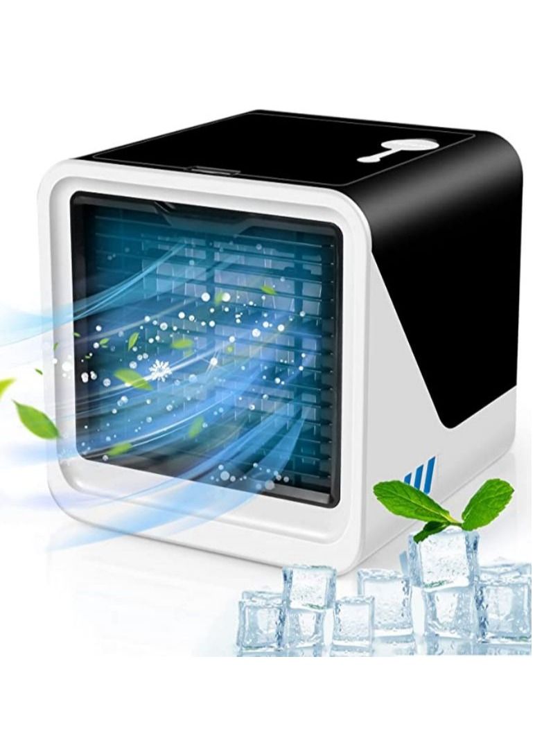 كول بيبي مكيف الهواء الشخصي المحمول مع 3 سرعات رياح مبرد هواء صغير مزود بطاقة مزود بـ 7 أضواء LED مكيف هواء صغير في مكتب غرفة النوم وفي الهواء الطلق - Image 1