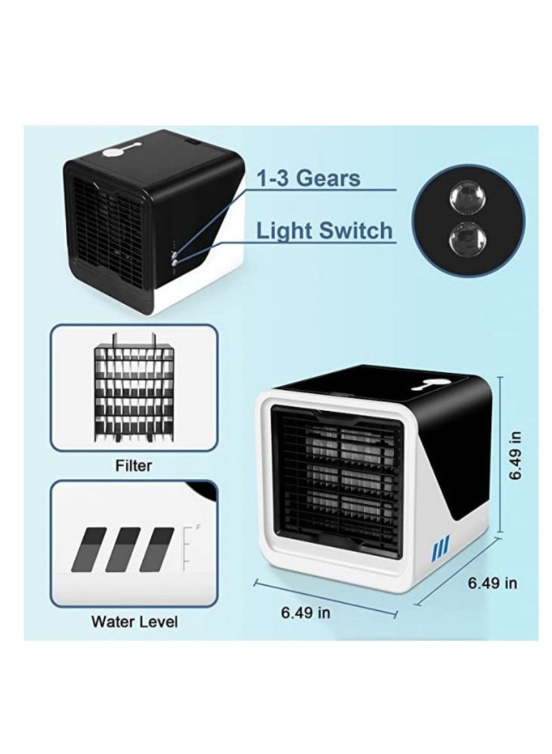 كول بيبي مكيف الهواء الشخصي المحمول مع 3 سرعات رياح مبرد هواء صغير مزود بطاقة مزود بـ 7 أضواء LED مكيف هواء صغير في مكتب غرفة النوم وفي الهواء الطلق - Image 2